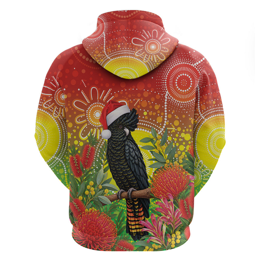 Australia Christmas Black Cockatoo Hoodie Aboriginal Art