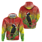 Australia Christmas Black Cockatoo Hoodie Aboriginal Art