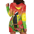 Australia Christmas Black Cockatoo Hoodie Dress Aboriginal Art