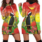 Australia Christmas Black Cockatoo Hoodie Dress Aboriginal Art