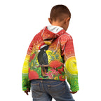 Australia Christmas Black Cockatoo Kid Hoodie Aboriginal Art
