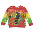 Australia Christmas Black Cockatoo Kid Ugly Christmas Sweater Aboriginal Art