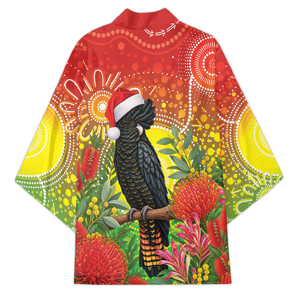 Australia Christmas Black Cockatoo Kimono Aboriginal Art