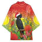 Australia Christmas Black Cockatoo Kimono Aboriginal Art