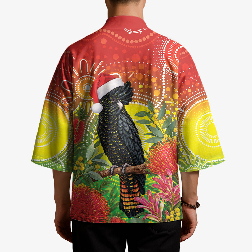 Australia Christmas Black Cockatoo Kimono Aboriginal Art