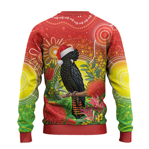 Australia Christmas Black Cockatoo Ugly Christmas Sweater Aboriginal Art