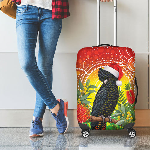 Australia Christmas Black Cockatoo Luggage Cover Aboriginal Art
