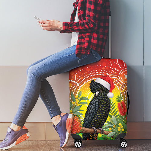 Australia Christmas Black Cockatoo Luggage Cover Aboriginal Art