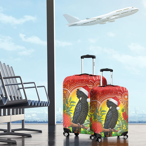Australia Christmas Black Cockatoo Luggage Cover Aboriginal Art