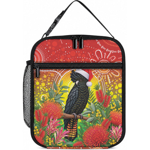 Australia Christmas Black Cockatoo Lunch Bag Aboriginal Art