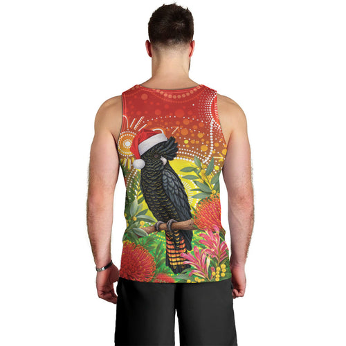Australia Christmas Black Cockatoo Men Tank Top Aboriginal Art