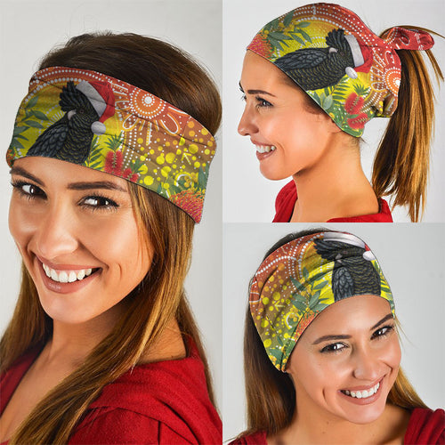 Australia Christmas Black Cockatoo Neck Gaiter Aboriginal Art