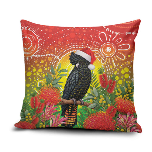 Australia Christmas Black Cockatoo Pillow Cover Aboriginal Art