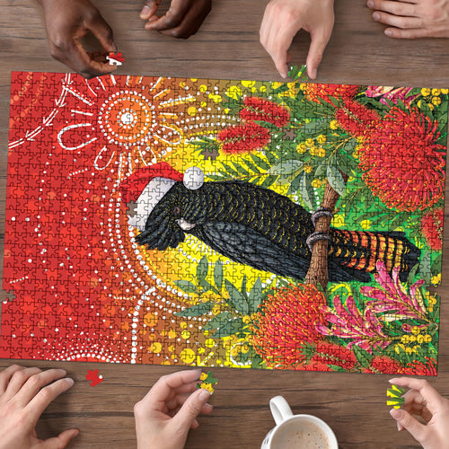 Australia Christmas Black Cockatoo Puzzle Aboriginal Art