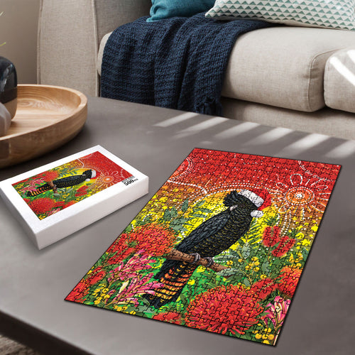 Australia Christmas Black Cockatoo Puzzle Aboriginal Art