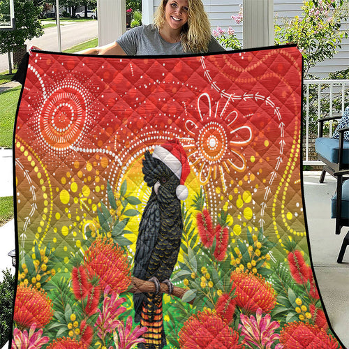 Australia Christmas Black Cockatoo Quilt Aboriginal Art