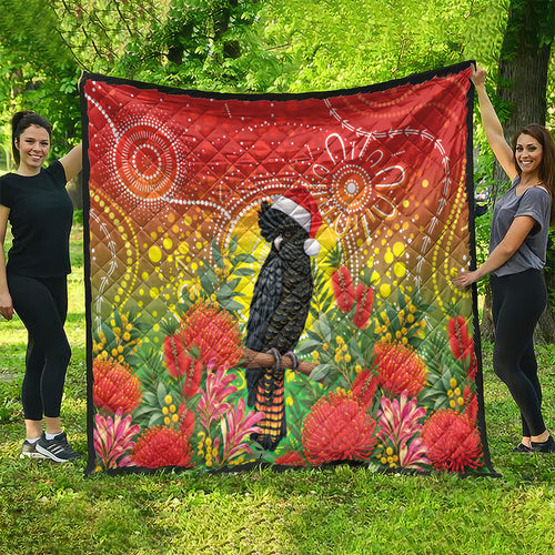 Australia Christmas Black Cockatoo Quilt Aboriginal Art