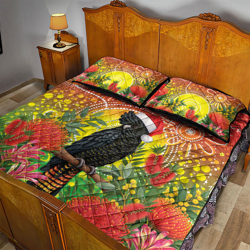 Australia Christmas Black Cockatoo Quilt Bed Set Aboriginal Art