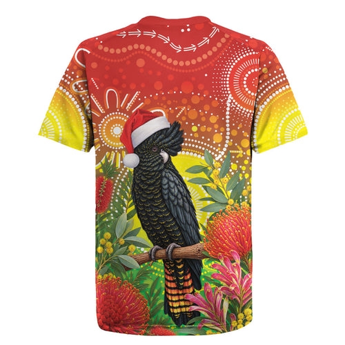 Australia Christmas Black Cockatoo Rugby Jersey Aboriginal Art