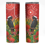 Australia Christmas Black Cockatoo Skinny Tumbler Aboriginal Art