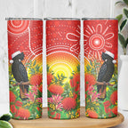Australia Christmas Black Cockatoo Skinny Tumbler Aboriginal Art