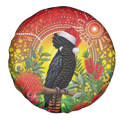 Australia Christmas Black Cockatoo Spare Tire Cover Aboriginal Art