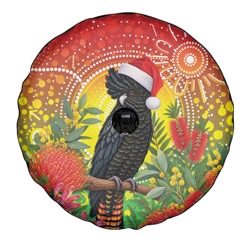 Australia Christmas Black Cockatoo Spare Tire Cover Aboriginal Art