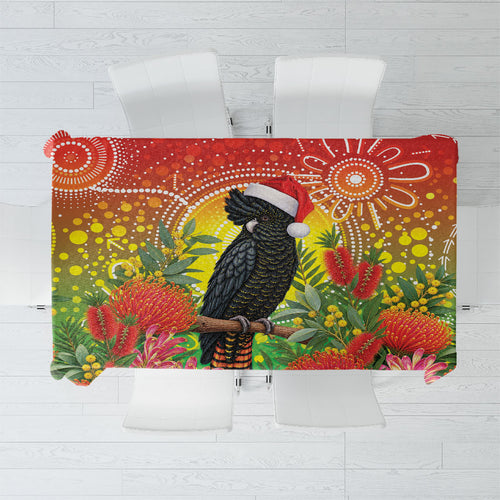 Australia Christmas Black Cockatoo Tablecloth Aboriginal Art