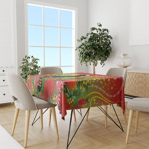 Australia Christmas Black Cockatoo Tablecloth Aboriginal Art