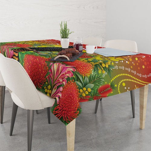 Australia Christmas Black Cockatoo Tablecloth Aboriginal Art