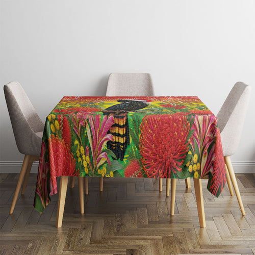 Australia Christmas Black Cockatoo Tablecloth Aboriginal Art