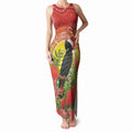 Australia Christmas Black Cockatoo Tank Maxi Dress Aboriginal Art