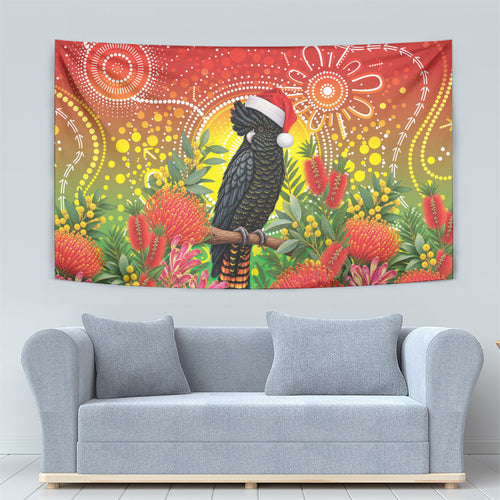 Australia Christmas Black Cockatoo Tapestry Aboriginal Art
