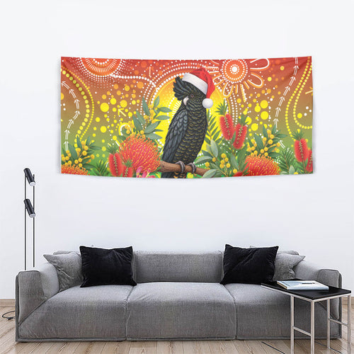 Australia Christmas Black Cockatoo Tapestry Aboriginal Art