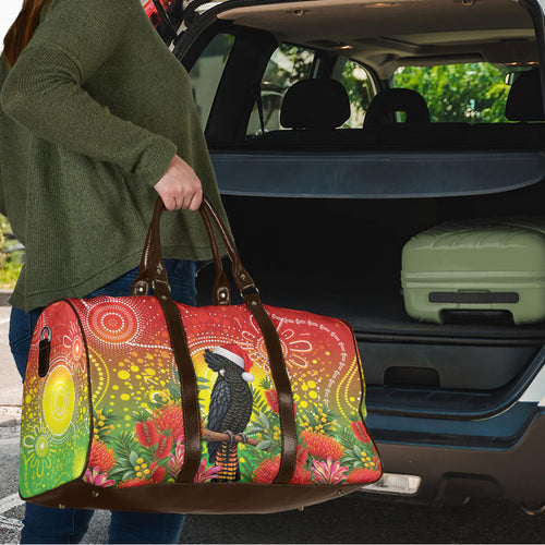 Australia Christmas Black Cockatoo Travel Bag Aboriginal Art