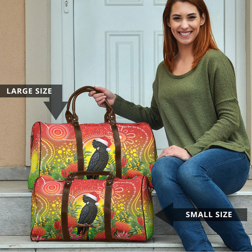 Australia Christmas Black Cockatoo Travel Bag Aboriginal Art
