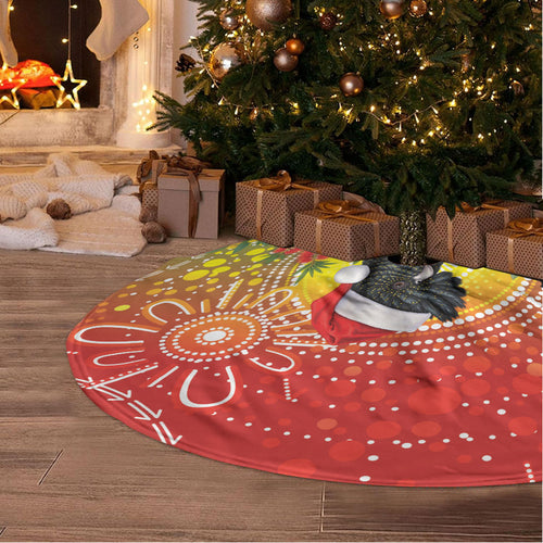 Australia Christmas Black Cockatoo Tree Skirt Aboriginal Art