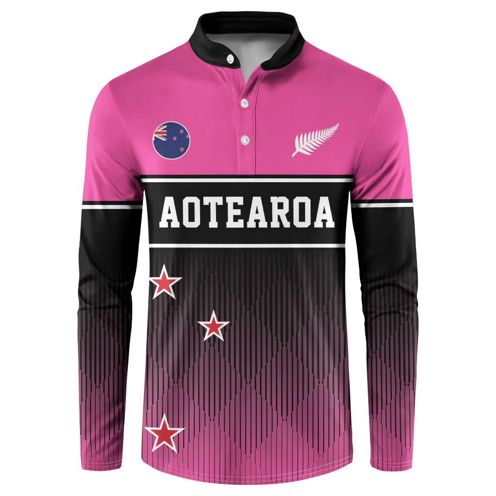 Custom New Zealand Women Cricket Button Sweatshirt Pink Simple Style