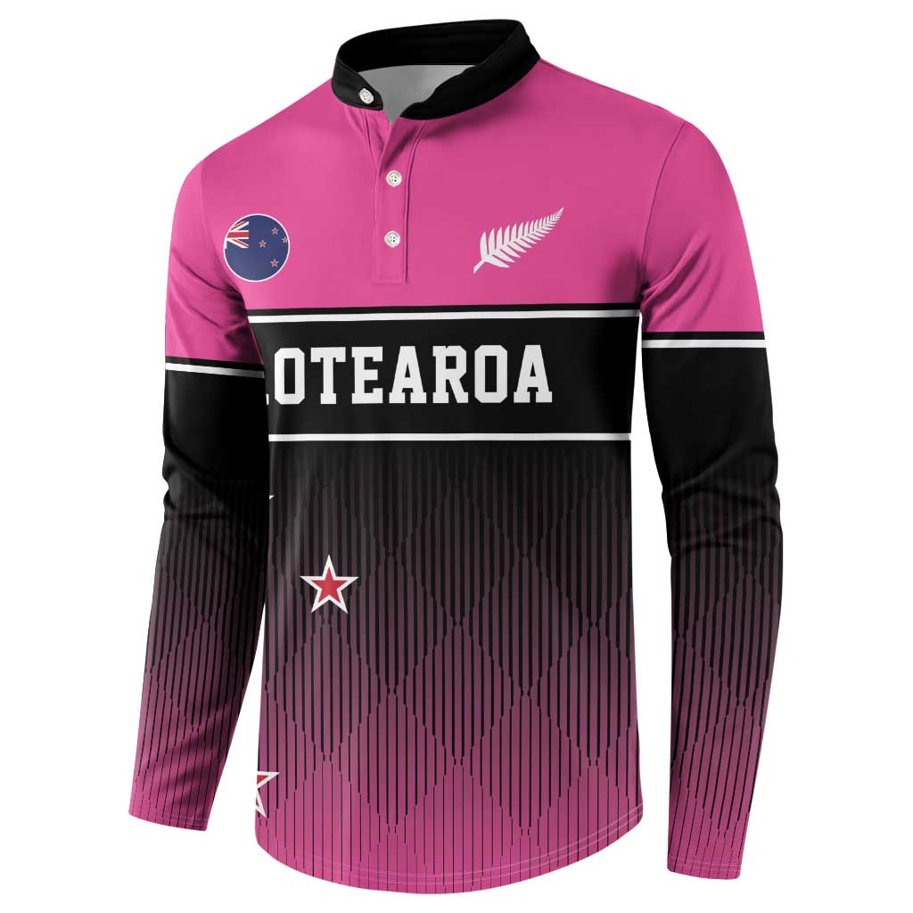 Custom New Zealand Women Cricket Button Sweatshirt Pink Simple Style