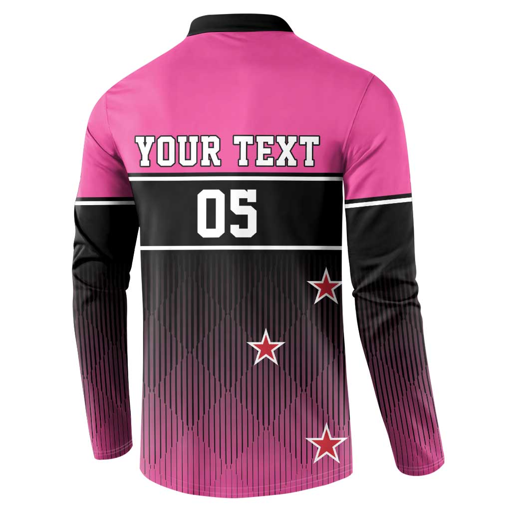 Custom New Zealand Women Cricket Button Sweatshirt Pink Simple Style