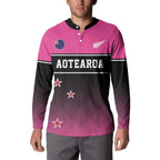 Custom New Zealand Women Cricket Button Sweatshirt Pink Simple Style