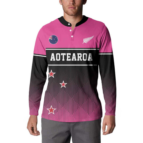 Custom New Zealand Women Cricket Button Sweatshirt Pink Simple Style