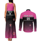 Custom New Zealand Women Cricket Couples Matching Tank Maxi Dress and Long Sleeve Button Shirt Pink Simple Style