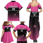 Custom New Zealand Women Cricket Family Matching Summer Maxi Dress and Hawaiian Shirt Pink Simple Style