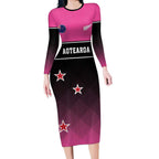 Custom New Zealand Women Cricket Long Sleeve Bodycon Dress Pink Simple Style