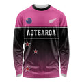 Custom New Zealand Women Cricket Long Sleeve Shirt Pink Simple Style