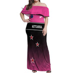 Custom New Zealand Women Cricket Off Shoulder Maxi Dress Pink Simple Style