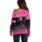 Custom New Zealand Women Cricket Off Shoulder Sweater Pink Simple Style