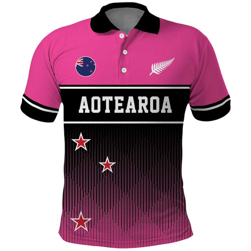 Custom New Zealand Women Cricket Polo Shirt Pink Simple Style