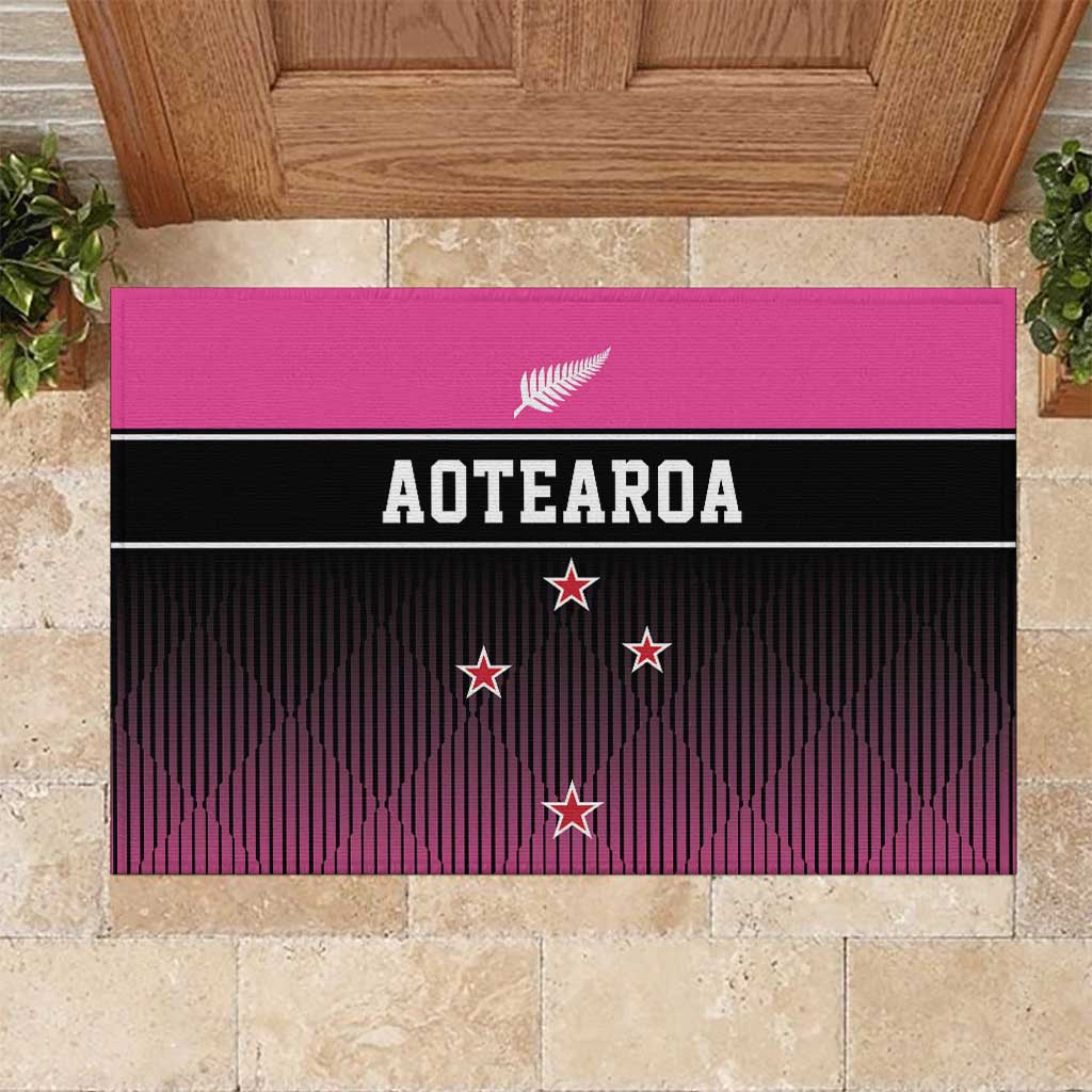 New Zealand Women Cricket Rubber Doormat Pink Simple Style